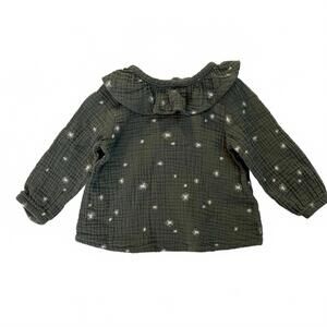 Grayson Collective Forest Green Gauze Long Sleeve Top Infant 12M